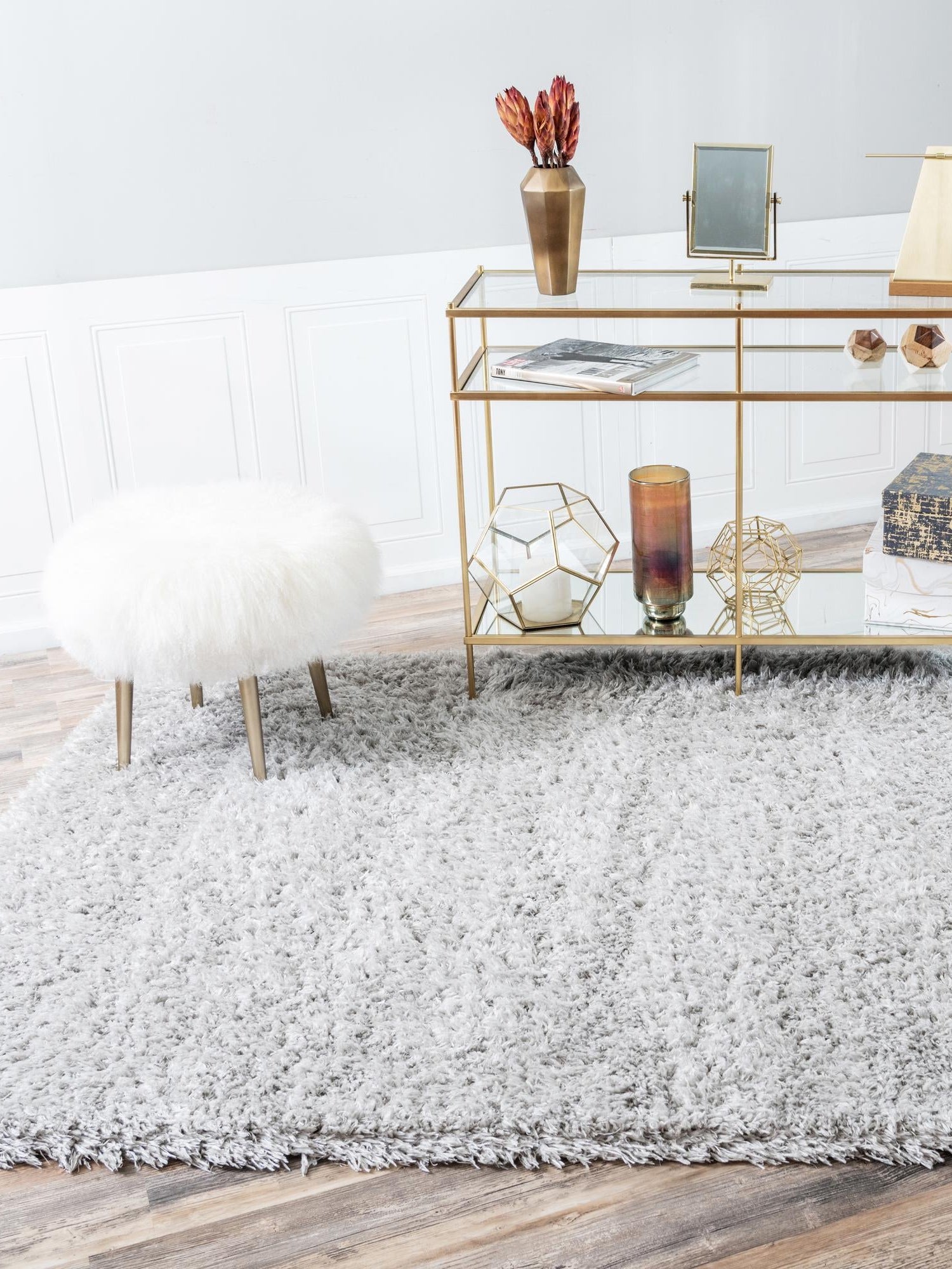 Silver Screen 7' x 10' Marilyn Monroe Opulence Shag Rectangle Area Rug Thick Soft Touch Fluffy & Plush Shaggy Pile 100% Polyester Carpet for Living, Dining, Bedroom, Office for Sale at Rug Engine