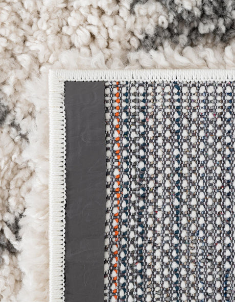 Pure Ivory 2' 7 x 10' Rabat Shag Runner Area Rug Thick Soft Touch Fluffy & Plush Shaggy Pile Durable Geometric Carpet for Luxury Interior Design for Sale at Rug Engine