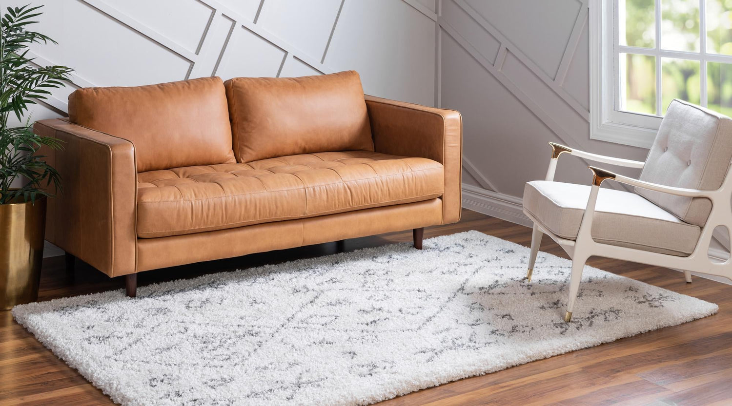 Pure Ivory 9' x 12' 2 Rabat Shag Rectangle Area Rug Thick Soft Touch Fluffy & Plush Shaggy Pile