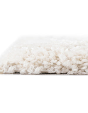 Pure Ivory 4' 1 x 6' 1 Rabat Shag Rectangle Area Rug Thick Soft Touch Fluffy & Plush Shaggy Pile