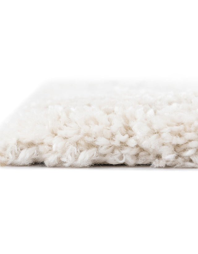 Pure Ivory 5' 1 x 8' Rabat Shag Rectangle Area Rug Thick Soft Touch Fluffy & Plush Shaggy Pile