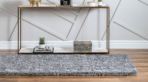 Gray 2' 7 x 6' 1 Rabat Shag Runner Area Rug Thick Soft Touch Fluffy & Plush Shaggy Pile