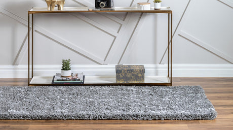 Gray 2' 7 x 6' 1 Rabat Shag Runner Area Rug Thick Soft Touch Fluffy & Plush Shaggy Pile Durable Geometric Carpet for Luxury Interior Design for Sale at Rug Engine