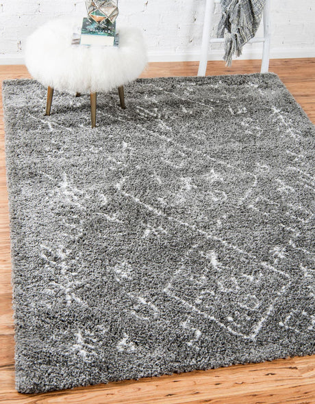 Gray 7' 10 x 10' Rabat Shag Rectangle Area Rug Thick Soft Touch Fluffy & Plush Shaggy Pile