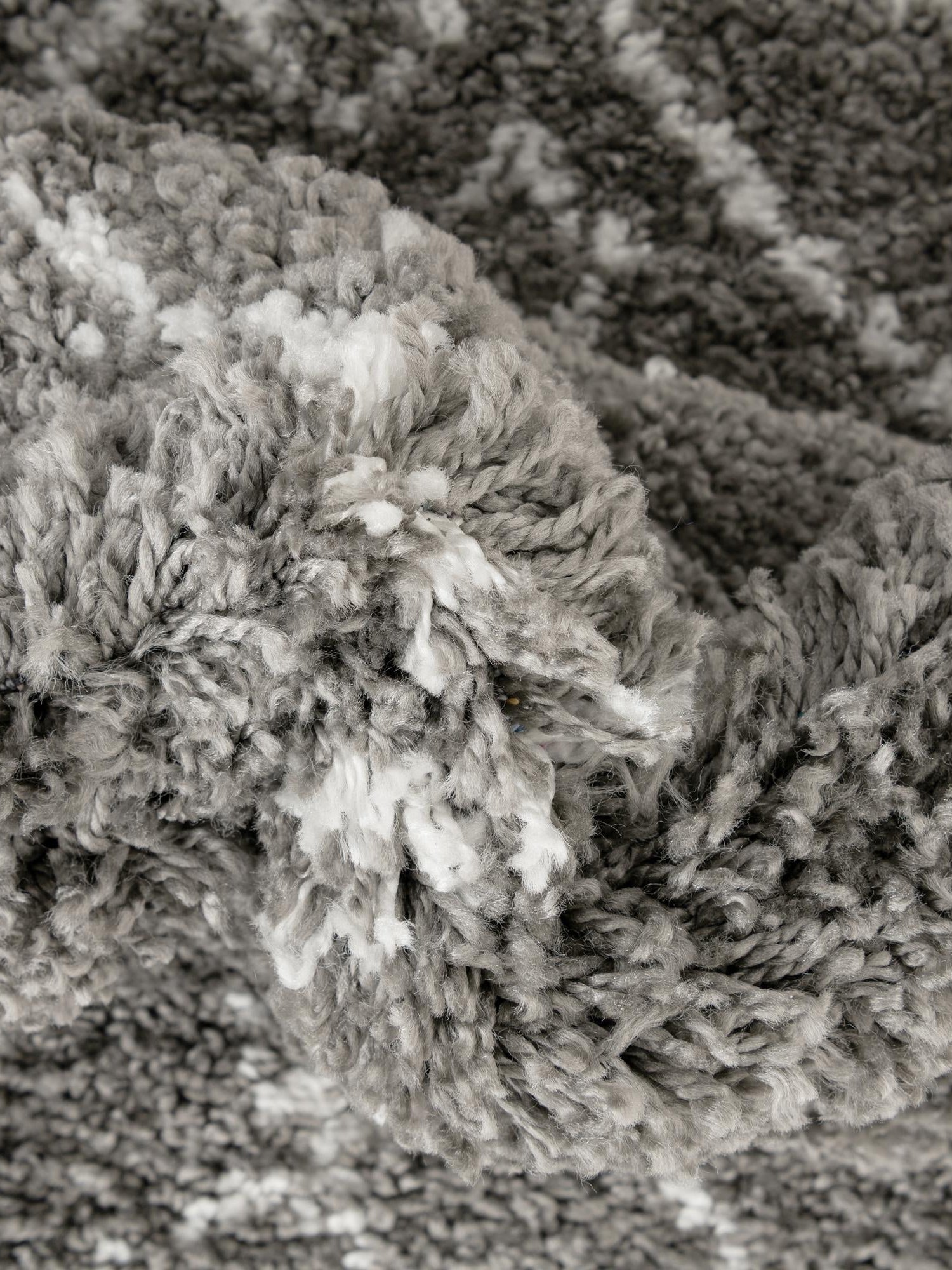 Gray 5' 1 x 8' Rabat Shag Rectangle Area Rug Thick Soft Touch Fluffy & Plush Shaggy Pile Durable Geometric Carpet for Luxury Interior Design for Sale at Rug Engine