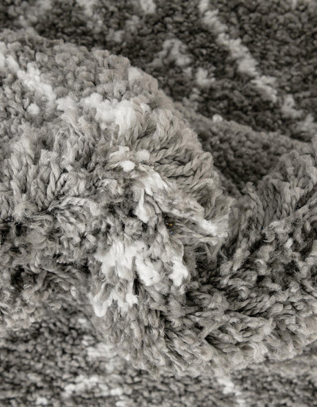 Gray 5' 1 x 8' Rabat Shag Rectangle Area Rug Thick Soft Touch Fluffy & Plush Shaggy Pile Durable Geometric Carpet for Luxury Interior Design for Sale at Rug Engine