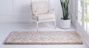 Taupe 2' 7 x 6' 1 Rabat Shag Runner Area Rug Thick Soft Touch Fluffy & Plush Shaggy Pile