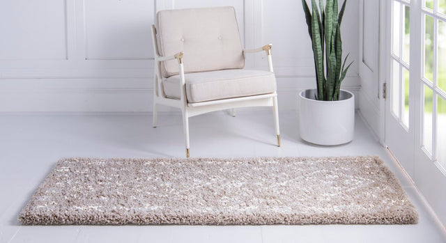 Taupe 2' 7 x 6' 1 Rabat Shag Runner Area Rug Thick Soft Touch Fluffy & Plush Shaggy Pile