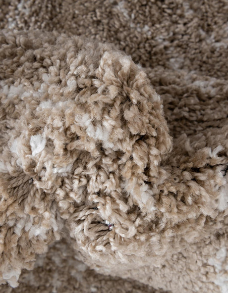 Taupe 2' 7 x 6' 1 Rabat Shag Runner Area Rug Thick Soft Touch Fluffy & Plush Shaggy Pile Durable Geometric Carpet for Luxury Interior Design for Sale at Rug Engine