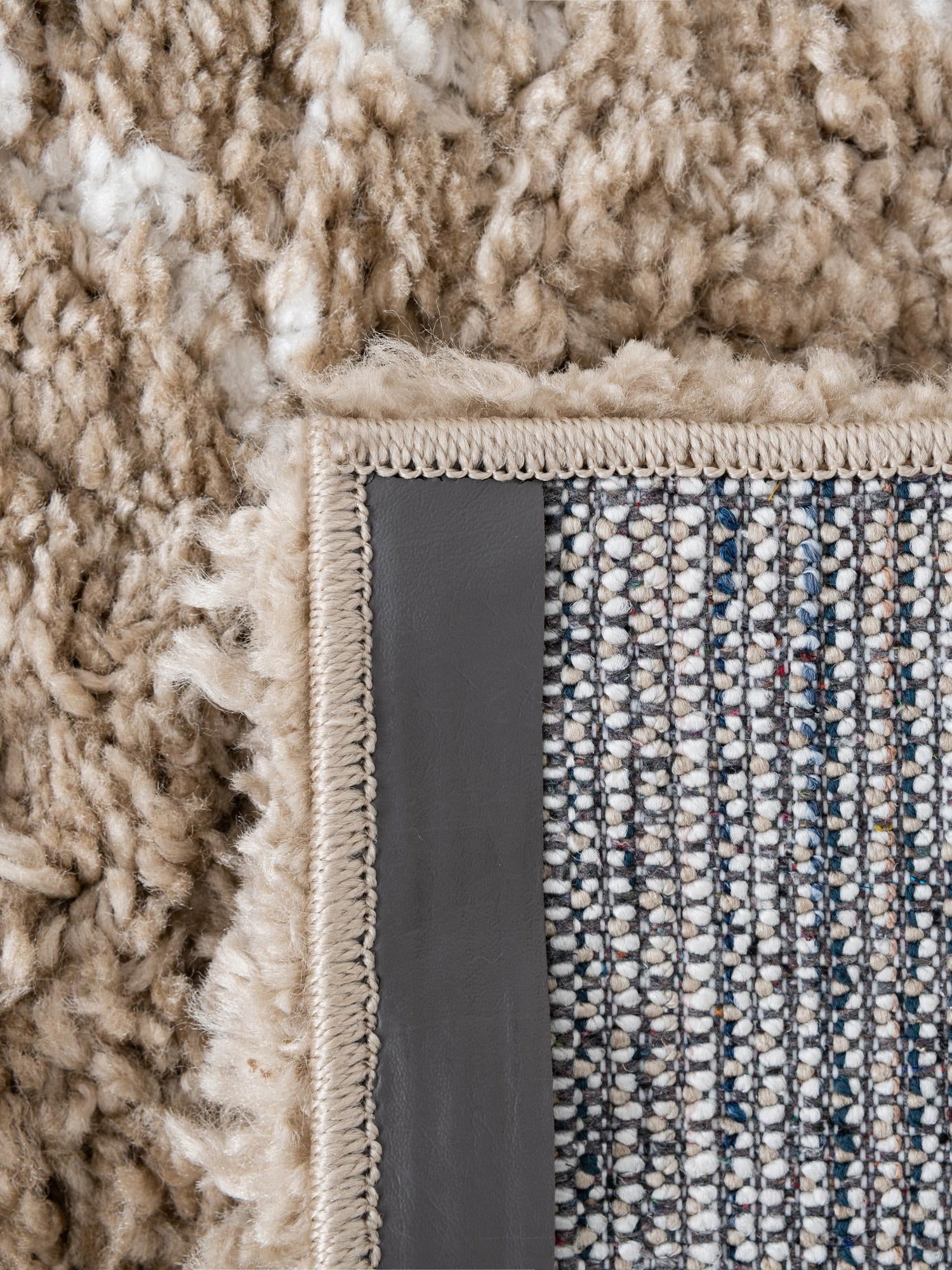 Taupe 2' 7 x 6' 1 Rabat Shag Runner Area Rug Thick Soft Touch Fluffy & Plush Shaggy Pile Durable Geometric Carpet for Luxury Interior Design for Sale at Rug Engine