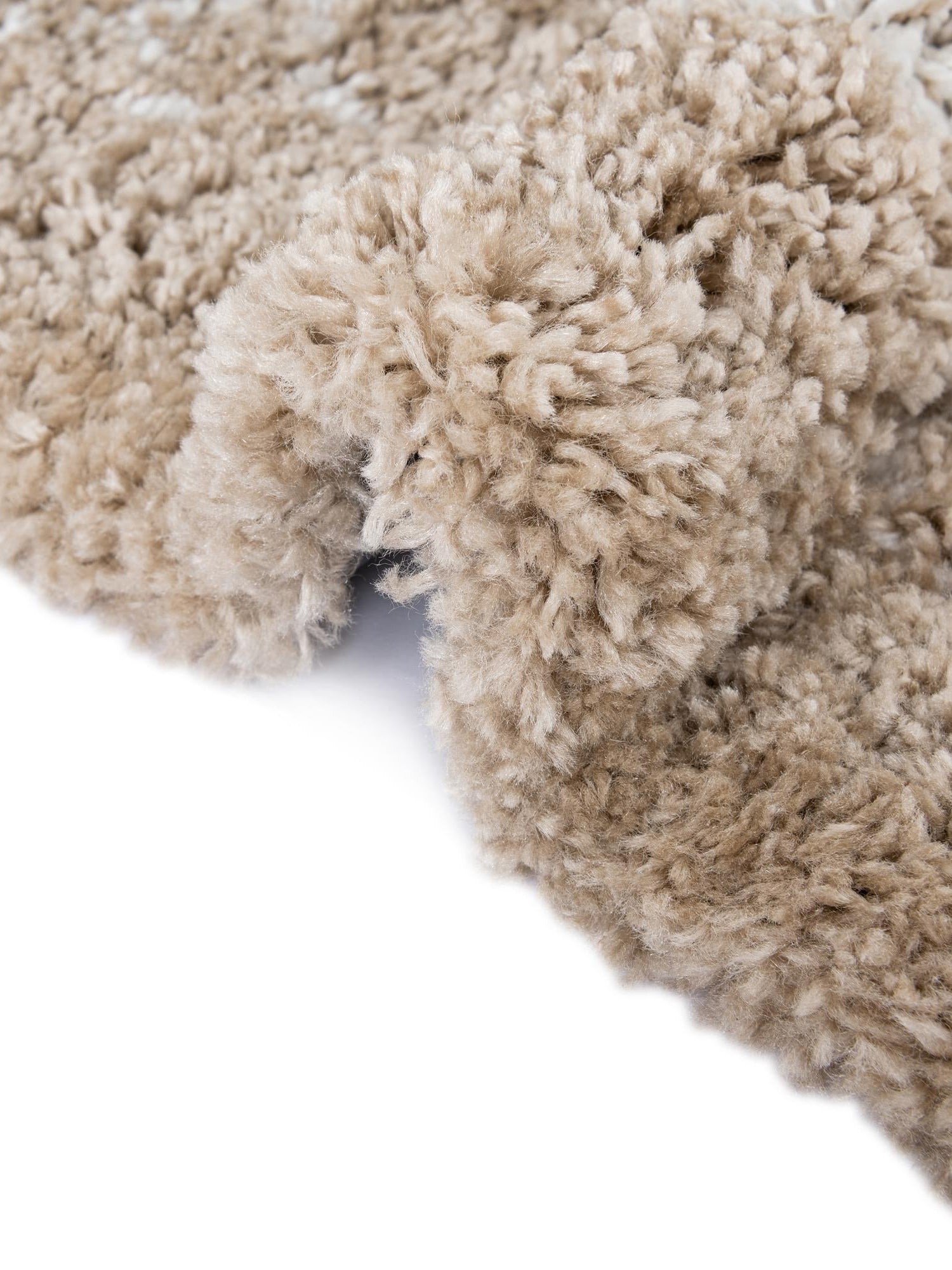 Taupe 2' 7 x 6' 1 Rabat Shag Runner Area Rug Thick Soft Touch Fluffy & Plush Shaggy Pile Durable Geometric Carpet for Luxury Interior Design for Sale at Rug Engine