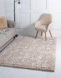 Taupe 5' 1 x 8' Rabat Shag Rectangle Area Rug Thick Soft Touch Fluffy & Plush Shaggy Pile Durable Geometric Carpet for Luxury Interior Design for Sale at Rug Engine