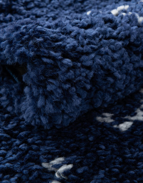 Navy Blue 8' x 8' Rabat Shag Square Area Rug Thick Soft Touch Fluffy & Plush Shaggy Pile Durable Geometric Carpet for Luxury Interior Design for Sale at Rug Engine