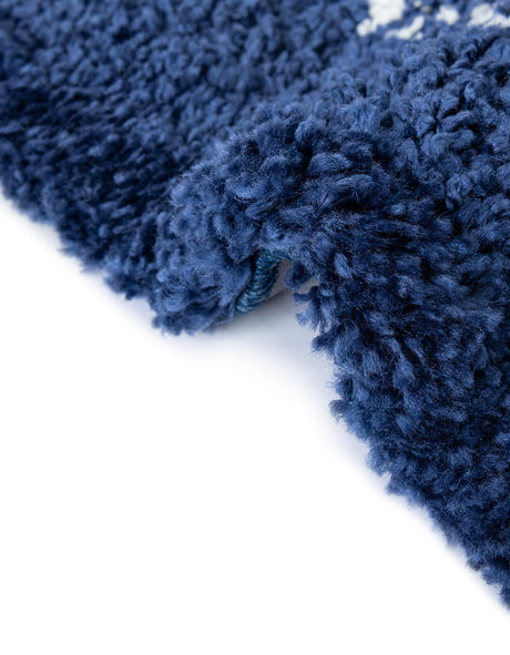 Navy Blue 8' x 8' Rabat Shag Square Area Rug Thick Soft Touch Fluffy & Plush Shaggy Pile Durable Geometric Carpet for Luxury Interior Design for Sale at Rug Engine