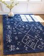 Navy Blue 8' x 10' Rabat Shag Rectangle Area Rug Thick Soft Touch Fluffy & Plush Shaggy Pile Durable Geometric Carpet for Luxury Interior Design for Sale at Rug Engine
