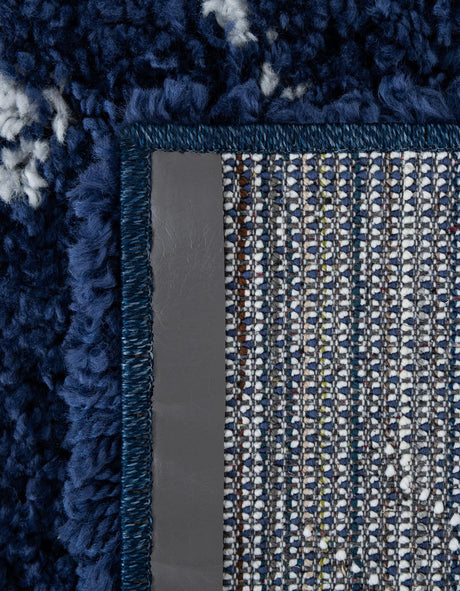Navy Blue 8' x 10' Rabat Shag Rectangle Area Rug Thick Soft Touch Fluffy & Plush Shaggy Pile Durable Geometric Carpet for Luxury Interior Design for Sale at Rug Engine