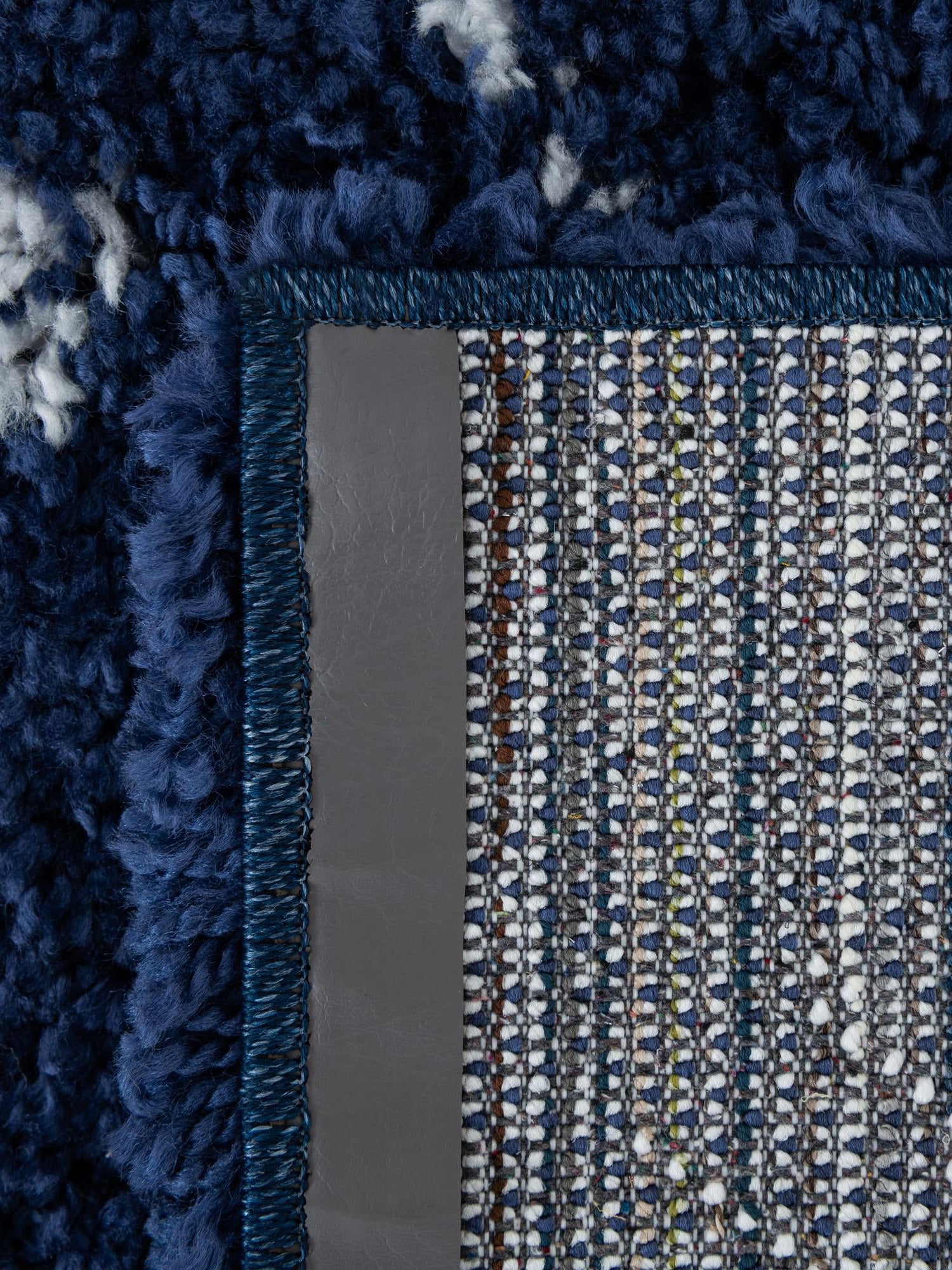 Navy Blue 4' 1 x 6' 1 Rabat Shag Rectangle Area Rug Thick Soft Touch Fluffy & Plush Shaggy Pile Durable Geometric Carpet for Luxury Interior Design for Sale at Rug Engine