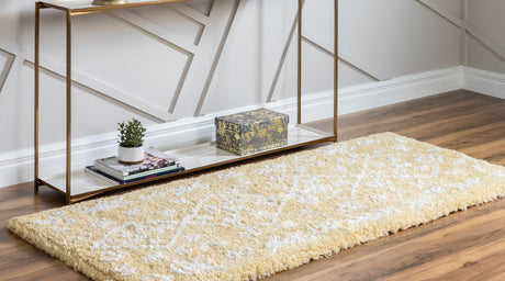 Yellow 2' 7 x 6' 1 Rabat Shag Runner Area Rug Thick Soft Touch Fluffy & Plush Shaggy Pile