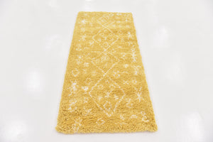 Yellow 2' 7 x 6' 1 Rabat Shag Runner Area Rug Thick Soft Touch Fluffy & Plush Shaggy Pile