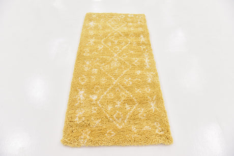Yellow 2' 7 x 6' 1 Rabat Shag Runner Area Rug Thick Soft Touch Fluffy & Plush Shaggy Pile Durable Geometric Carpet for Luxury Interior Design for Sale at Rug Engine