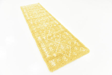 Yellow 2' 7 x 10' Rabat Shag Runner Area Rug Thick Soft Touch Fluffy & Plush Shaggy Pile Durable Geometric Carpet for Luxury Interior Design for Sale at Rug Engine