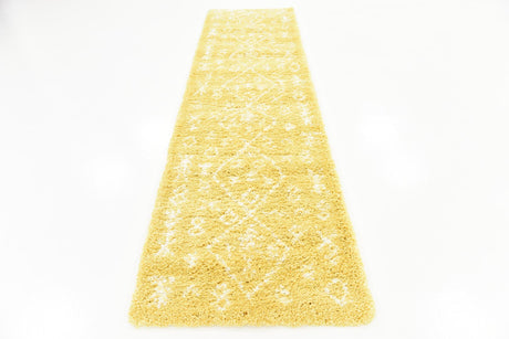 Yellow 2' 7 x 10' Rabat Shag Runner Area Rug Thick Soft Touch Fluffy & Plush Shaggy Pile Durable Geometric Carpet for Luxury Interior Design for Sale at Rug Engine