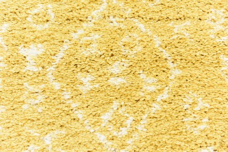 Yellow 2' 7 x 10' Rabat Shag Runner Area Rug Thick Soft Touch Fluffy & Plush Shaggy Pile Durable Geometric Carpet for Luxury Interior Design for Sale at Rug Engine