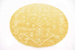 Yellow 8' x 8' Rabat Shag Round Area Rug Thick Soft Touch Fluffy & Plush Shaggy Pile