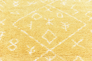 Yellow 8' x 8' Rabat Shag Round Area Rug Thick Soft Touch Fluffy & Plush Shaggy Pile