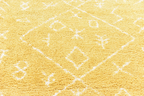 Yellow 8' x 8' Rabat Shag Round Area Rug Thick Soft Touch Fluffy & Plush Shaggy Pile Durable Geometric Carpet for Luxury Interior Design for Sale at Rug Engine