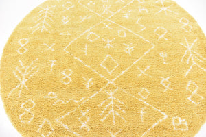 Yellow 8' x 8' Rabat Shag Round Area Rug Thick Soft Touch Fluffy & Plush Shaggy Pile