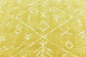 Yellow 8' x 8' Rabat Shag Square Area Rug Thick Soft Touch Fluffy & Plush Shaggy Pile