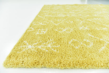 Yellow 8' x 8' Rabat Shag Square Area Rug Thick Soft Touch Fluffy & Plush Shaggy Pile Durable Geometric Carpet for Luxury Interior Design for Sale at Rug Engine