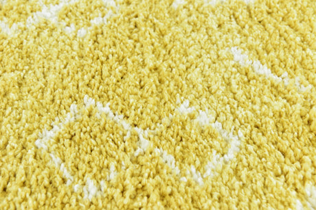 Yellow 8' x 8' Rabat Shag Square Area Rug Thick Soft Touch Fluffy & Plush Shaggy Pile Durable Geometric Carpet for Luxury Interior Design for Sale at Rug Engine