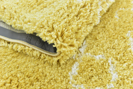 Yellow 8' x 8' Rabat Shag Square Area Rug Thick Soft Touch Fluffy & Plush Shaggy Pile Durable Geometric Carpet for Luxury Interior Design for Sale at Rug Engine