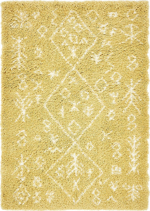 Yellow 4' 1 x 6' 1 Rabat Shag Rectangle Area Rug Thick Soft Touch Fluffy & Plush Shaggy Pile
