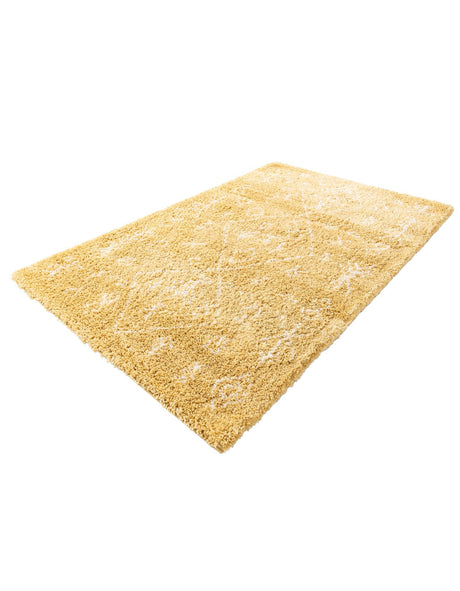 Yellow 5' 1 x 8' Rabat Shag Rectangle Area Rug Thick Soft Touch Fluffy & Plush Shaggy Pile Durable Geometric Carpet for Luxury Interior Design for Sale at Rug Engine