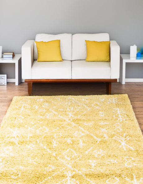 Yellow 8' x 10' Rabat Shag Rectangle Area Rug Thick Soft Touch Fluffy & Plush Shaggy Pile
