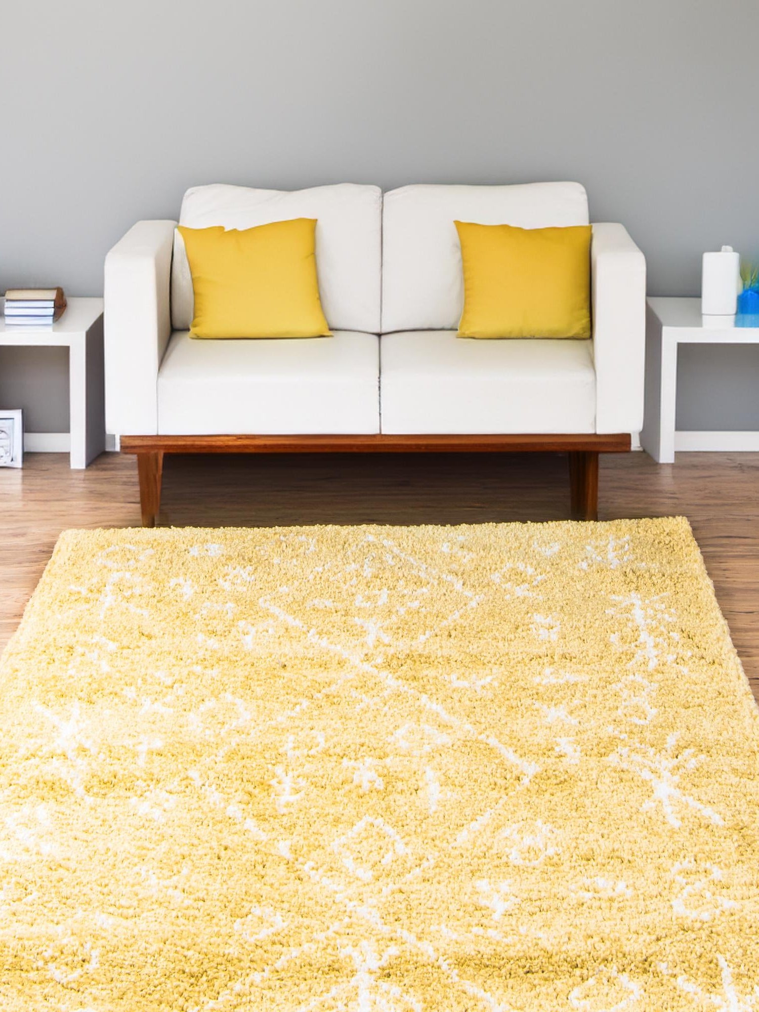 Yellow 9' x 12' 2 Rabat Shag Rectangle Area Rug Thick Soft Touch Fluffy & Plush Shaggy Pile Durable Geometric Carpet for Luxury Interior Design for Sale at Rug Engine