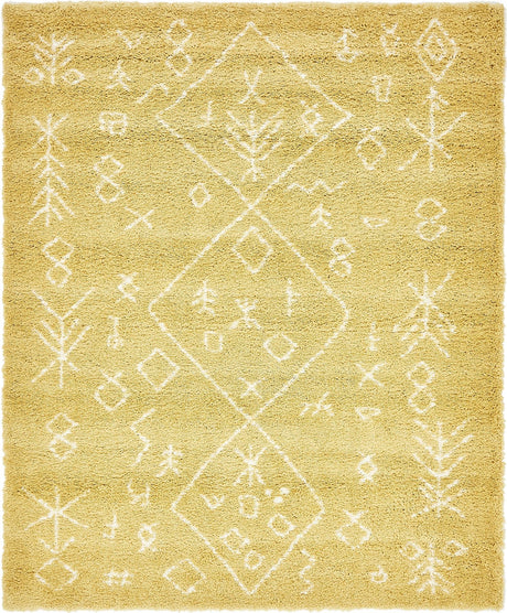 Yellow 8' x 10' Rabat Shag Rectangle Area Rug Thick Soft Touch Fluffy & Plush Shaggy Pile Durable Geometric Carpet for Luxury Interior Design for Sale at Rug Engine