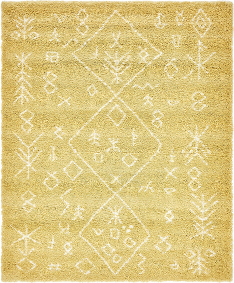 Yellow 9' x 12' 2 Rabat Shag Rectangle Area Rug Thick Soft Touch Fluffy & Plush Shaggy Pile Durable Geometric Carpet for Luxury Interior Design for Sale at Rug Engine