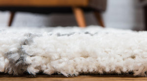 Pure Ivory 6' 1 x 9' Rabat Shag Rectangle Area Rug Thick Soft Touch Fluffy & Plush Shaggy Pile