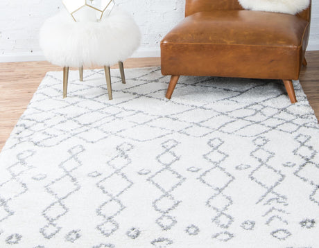 Pure Ivory 2' 2 x 3' 1 Rabat Shag Rectangle Area Rug Thick Soft Touch Fluffy & Plush Shaggy Pile Durable Geometric Carpet for Luxury Interior Design for Sale at Rug Engine