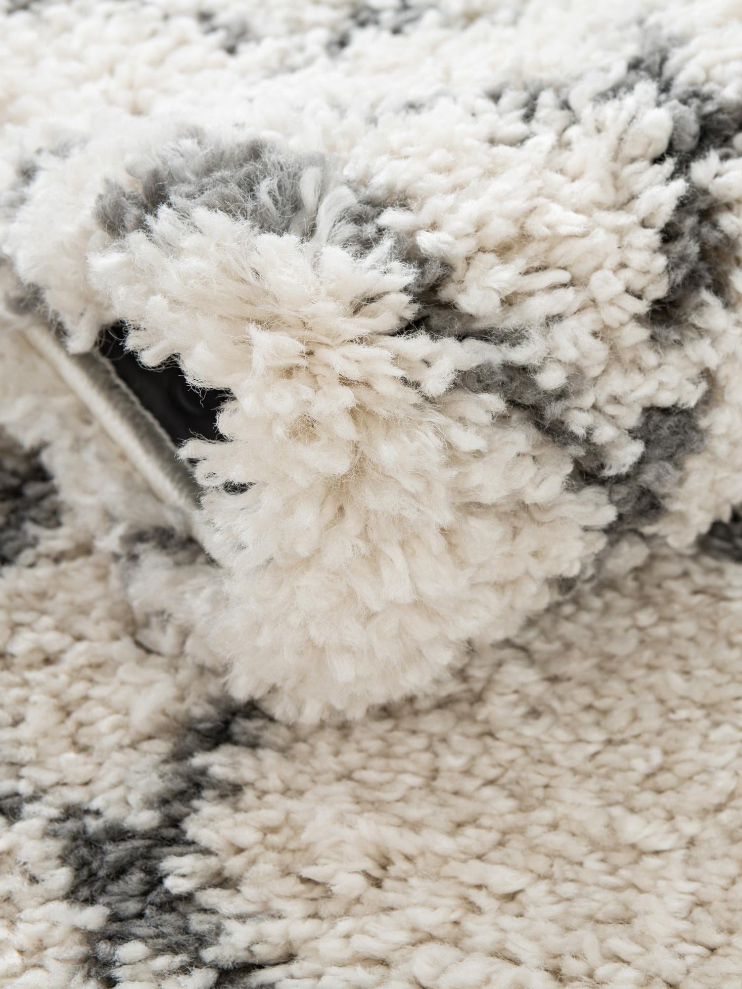 Pure Ivory 9' x 12' 2 Rabat Shag Rectangle Area Rug Thick Soft Touch Fluffy & Plush Shaggy Pile Durable Geometric Carpet for Luxury Interior Design for Sale at Rug Engine