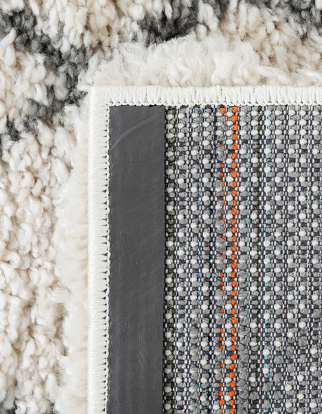 Pure Ivory 6' 1 x 9' Rabat Shag Rectangle Area Rug Thick Soft Touch Fluffy & Plush Shaggy Pile Durable Geometric Carpet for Luxury Interior Design for Sale at Rug Engine