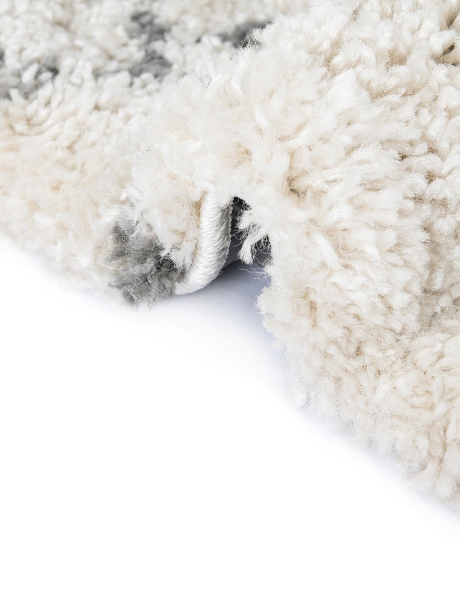 Pure Ivory 3' 3 x 5' 3 Rabat Shag Rectangle Area Rug Thick Soft Touch Fluffy & Plush Shaggy Pile Durable Geometric Carpet for Luxury Interior Design for Sale at Rug Engine