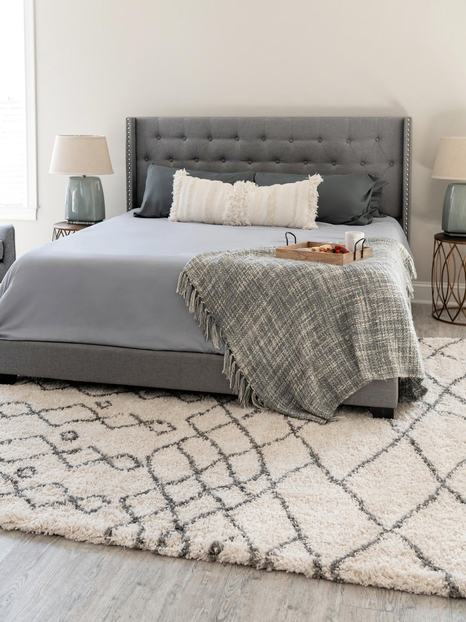 Pure Ivory 9' 10 x 14' 1 Rabat Shag Rectangle Area Rug Thick Soft Touch Fluffy & Plush Shaggy Pile Durable Geometric Carpet for Luxury Interior Design for Sale at Rug Engine