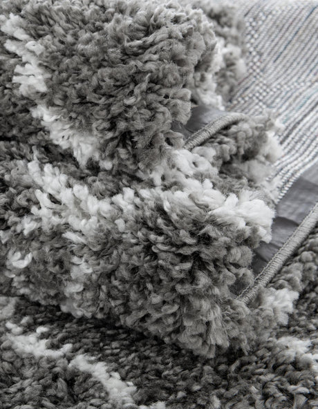 Gray 8' x 8' Rabat Shag Square Area Rug Thick Soft Touch Fluffy & Plush Shaggy Pile Durable Geometric Carpet for Luxury Interior Design for Sale at Rug Engine