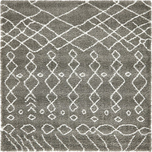 Gray 8' x 8' Rabat Shag Square Area Rug Thick Soft Touch Fluffy & Plush Shaggy Pile