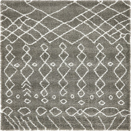 Gray 8' x 8' Rabat Shag Square Area Rug Thick Soft Touch Fluffy & Plush Shaggy Pile
